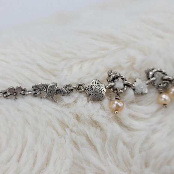 1960's Pearl Bead and Pink Enamel Flower Necklace by Danish Design - Picture 8 of 9